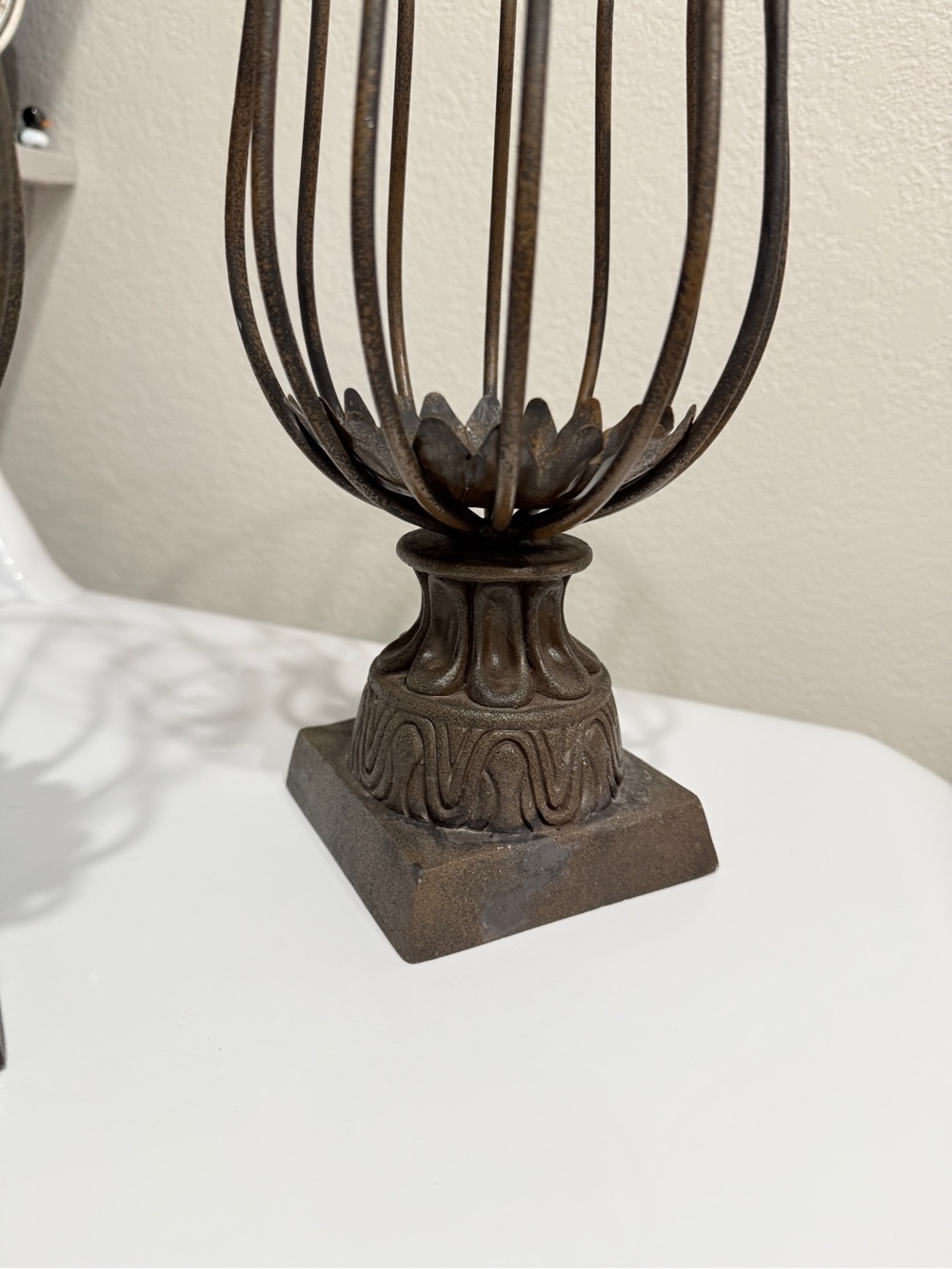 Vintage Rustic Elegance Openwork Metal Urn Pair Candle Holders - Picture 14 of 17